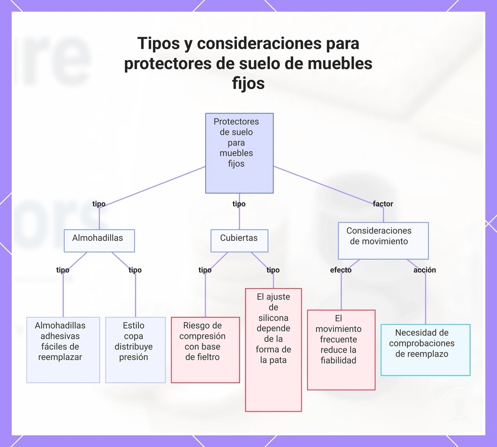Tipos y consideraciones para protectores de suelo de muebles fijos