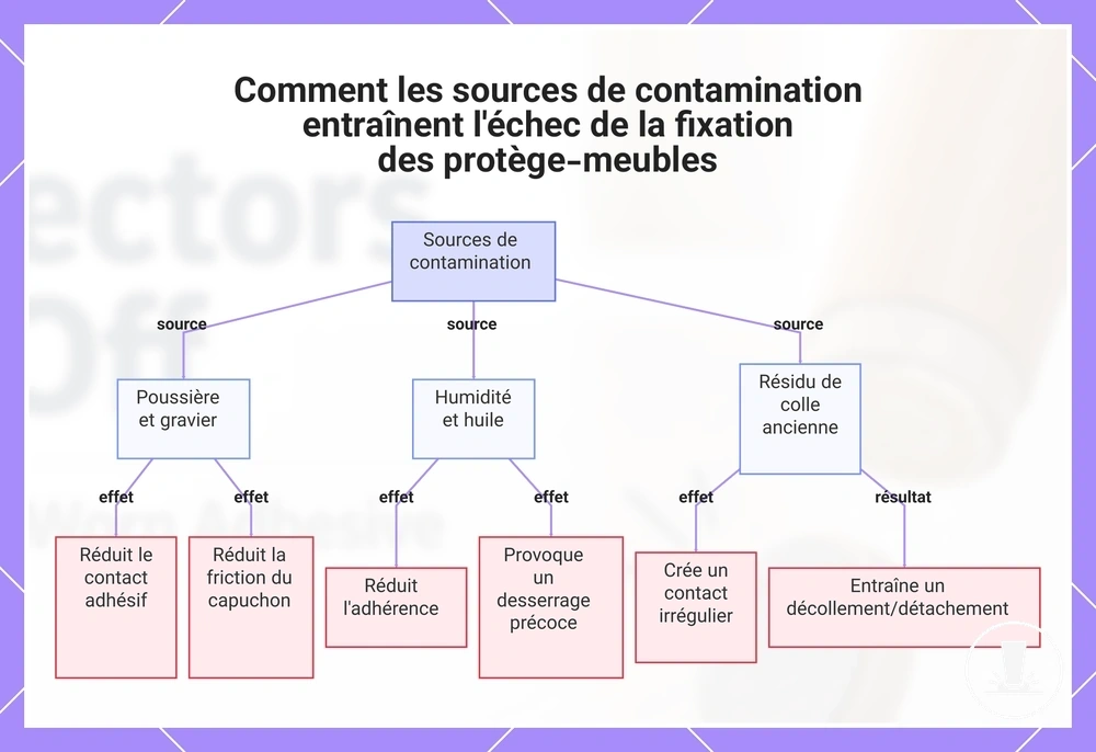 Comment les sources de contamination entraînent l'échec de la fixation des protège-meubles