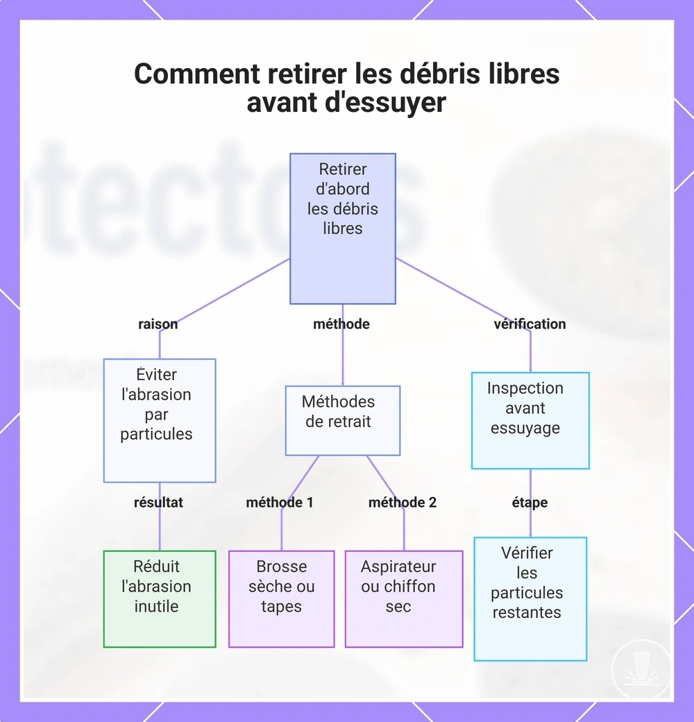 Comment retirer les débris libres avant d'essuyer