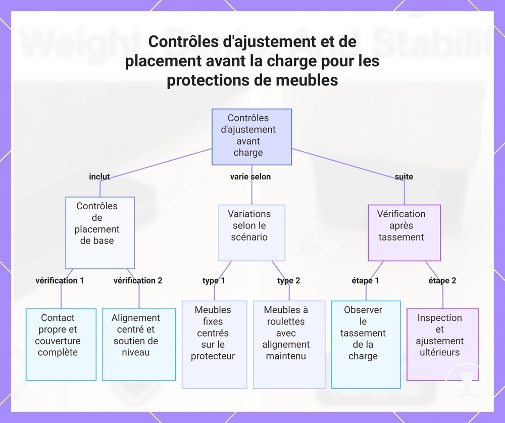 Contrôles d'ajustement et de placement avant la charge pour les protections de meubles
