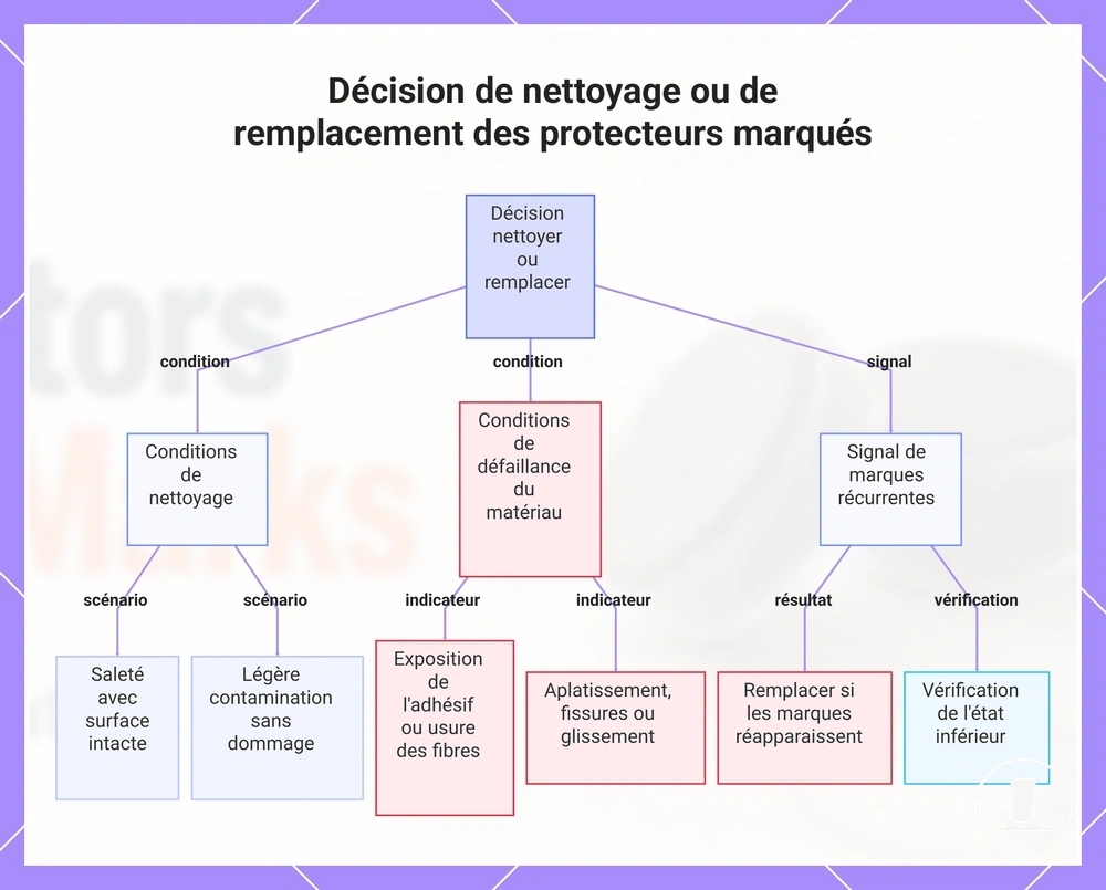 Décision de nettoyage ou de remplacement des protecteurs marqués