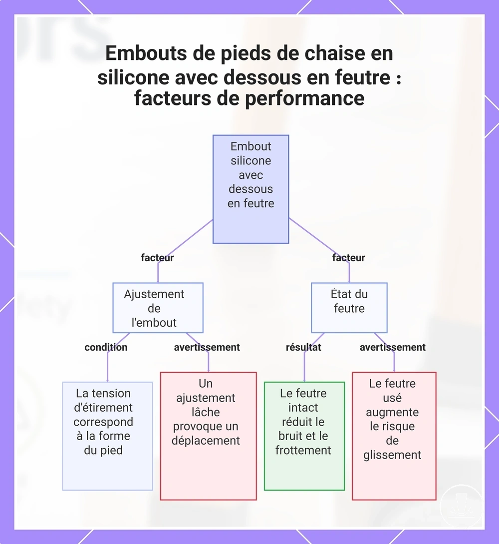 Embouts de pieds de chaise en silicone avec dessous en feutre : facteurs de performance