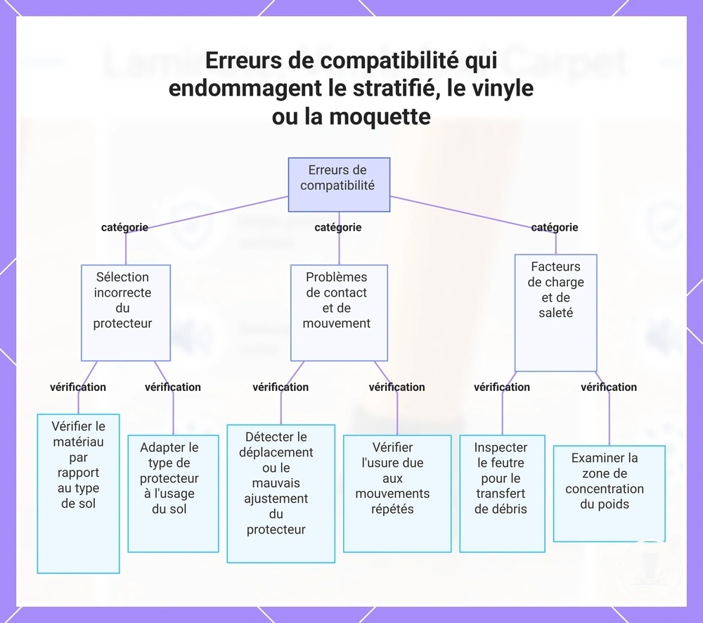 Erreurs de compatibilité qui endommagent le stratifié, le vinyle ou la moquette