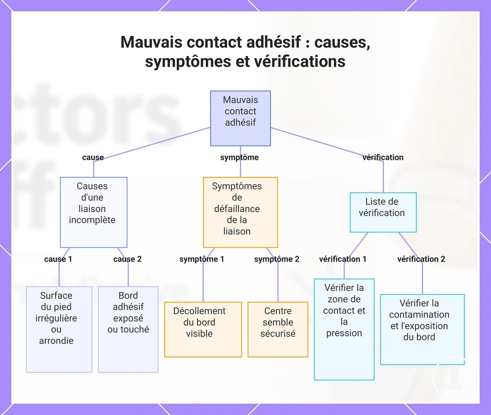 Mauvais contact adhésif : causes, symptômes et vérifications