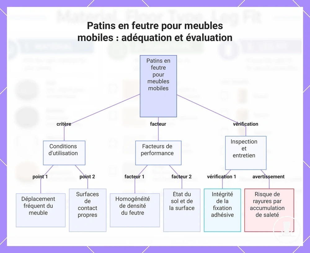 Patins en feutre pour meubles mobiles : adéquation et évaluation