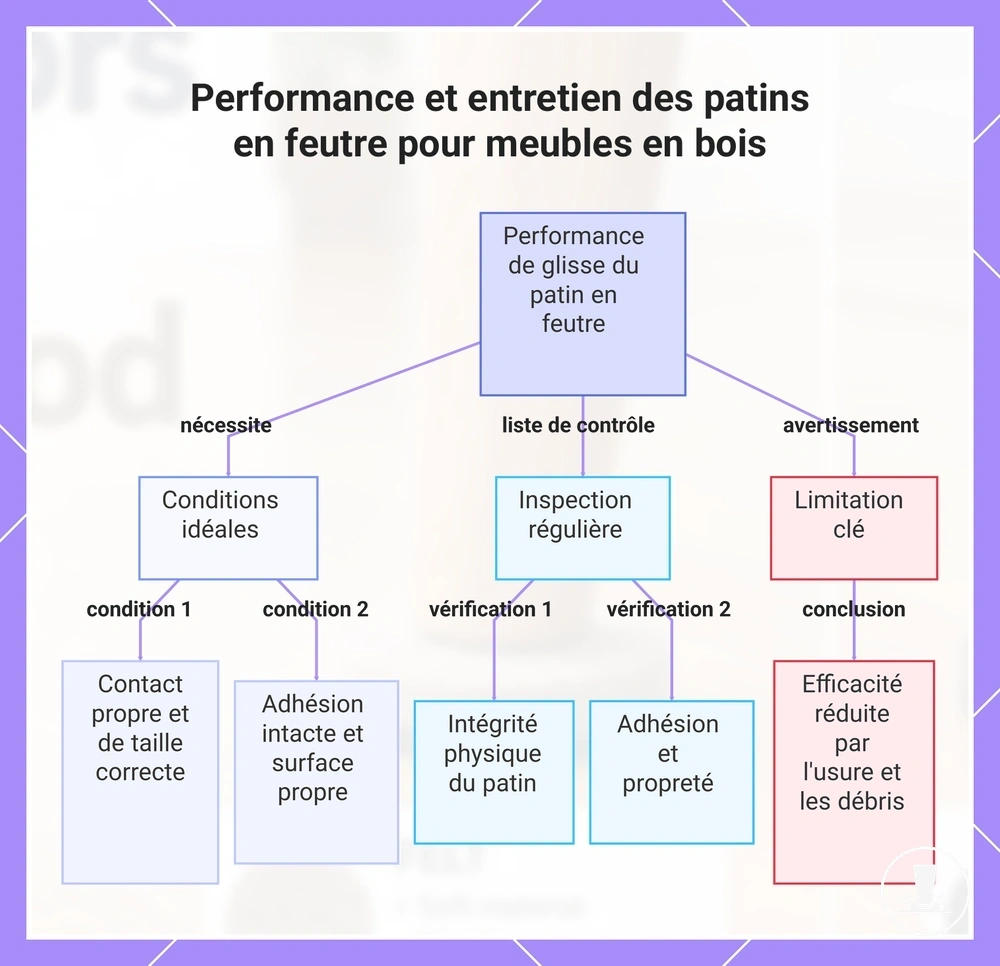 Performance et entretien des patins en feutre pour meubles en bois