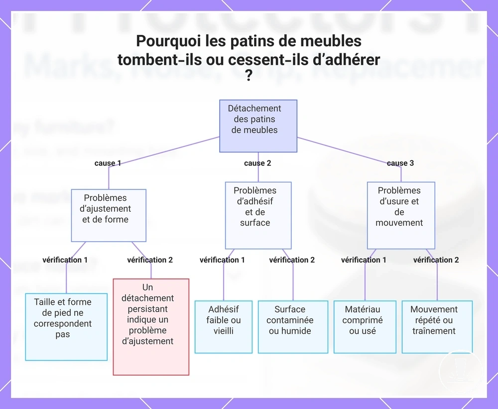 Pourquoi les patins de meubles tombent-ils ou cessent-ils d’adhérer ?