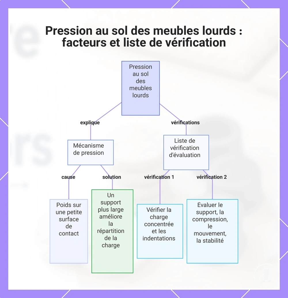 Pression au sol des meubles lourds : facteurs et liste de vérification