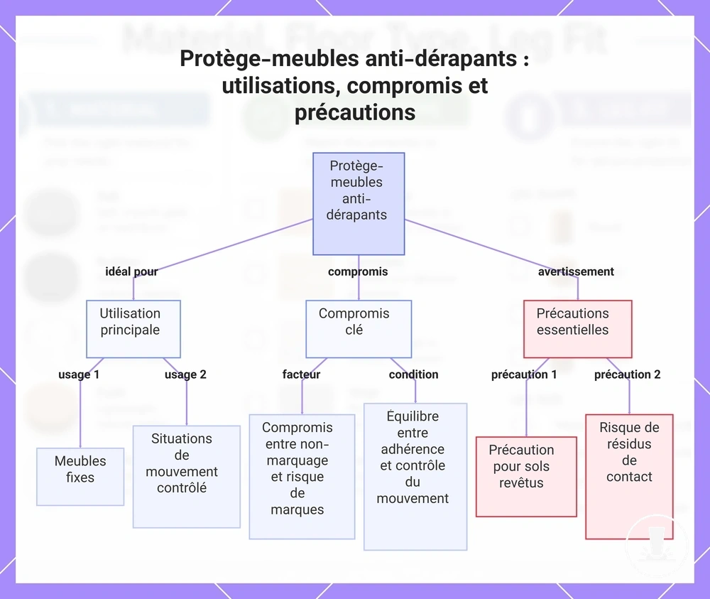 Protège-meubles anti-dérapants : utilisations, compromis et précautions
