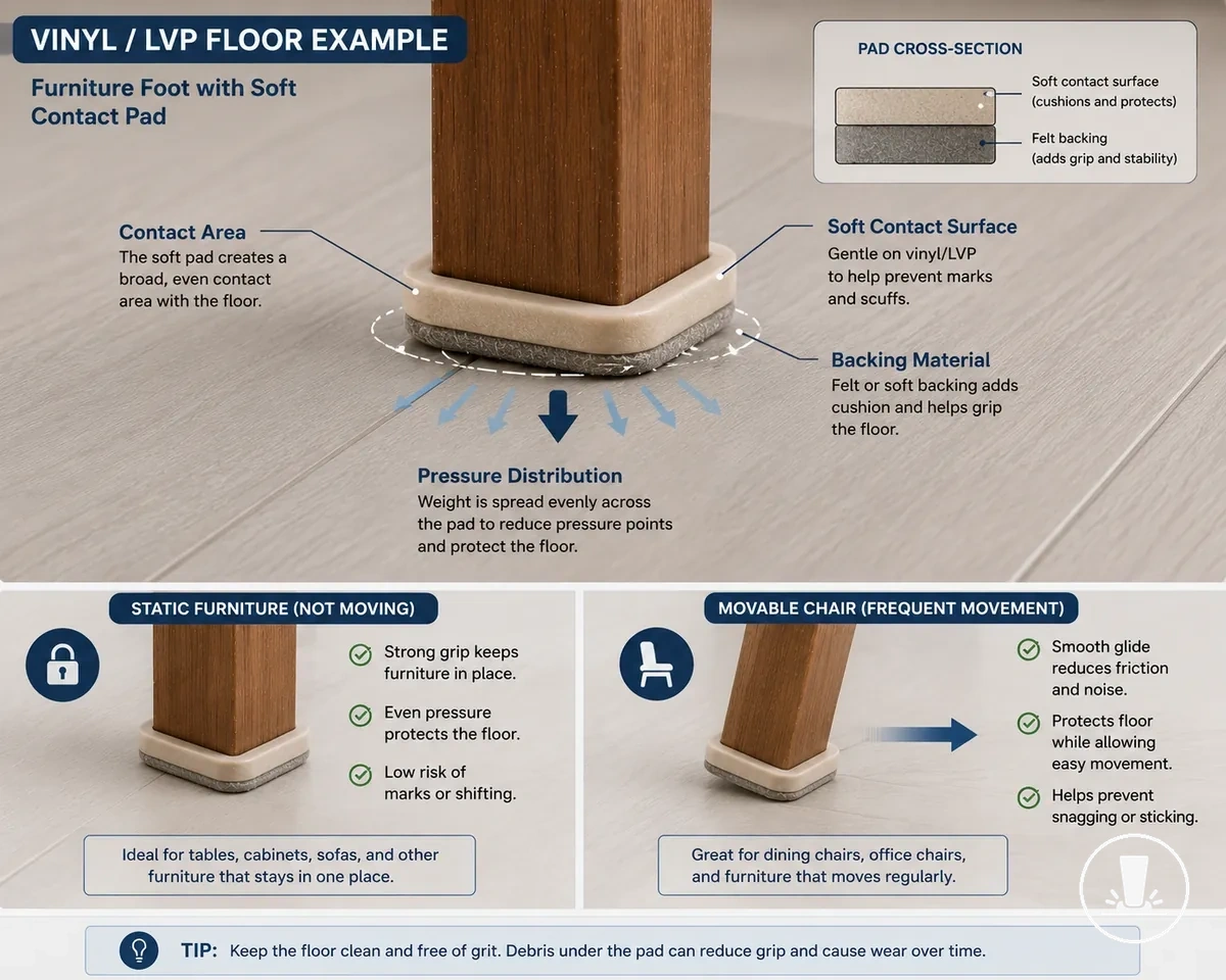 Protections vinyle lvp pression taches adherence