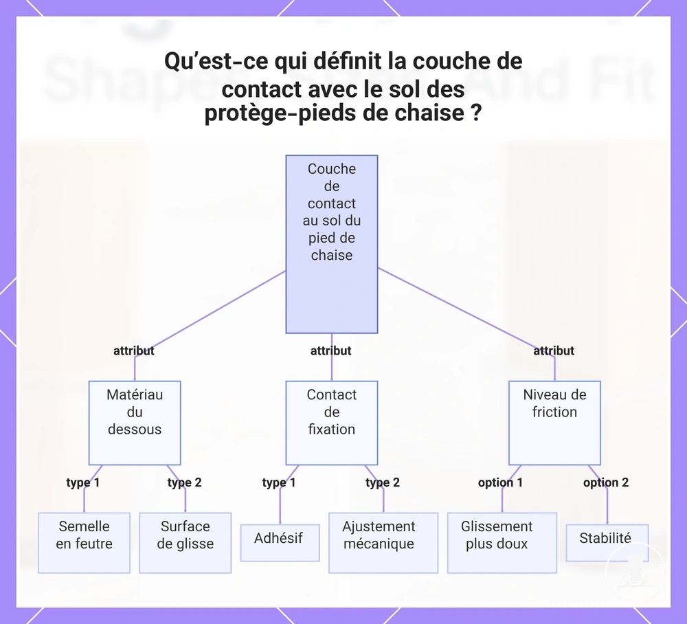 Qu’est-ce qui définit la couche de contact avec le sol des protège-pieds de chaise ?