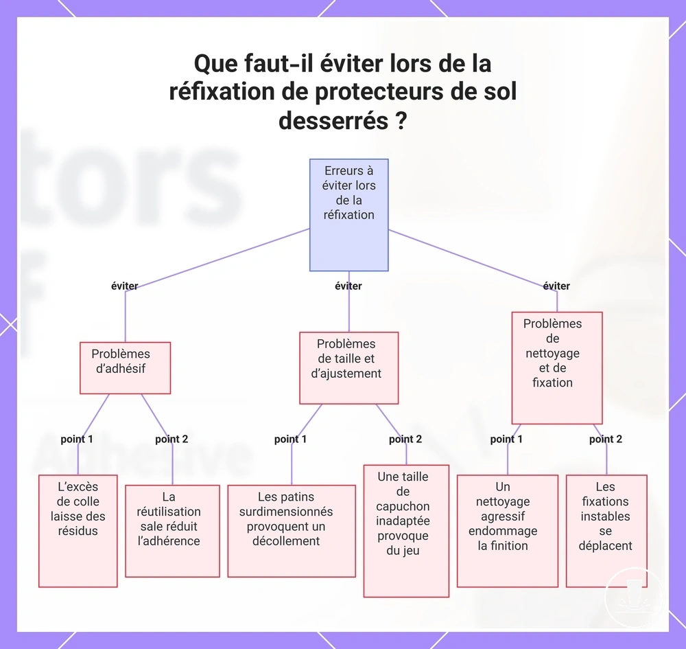 Que faut-il éviter lors de la réfixation de protecteurs de sol desserrés ?