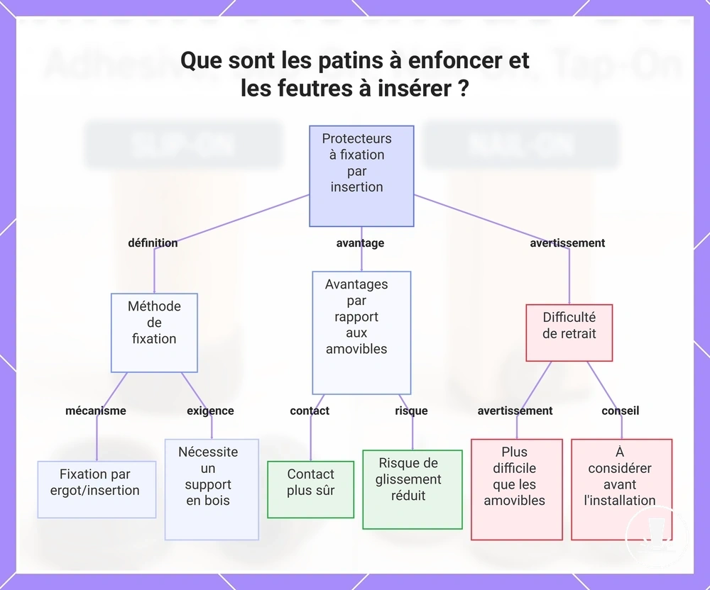 Que sont les patins à enfoncer et les feutres à insérer ?