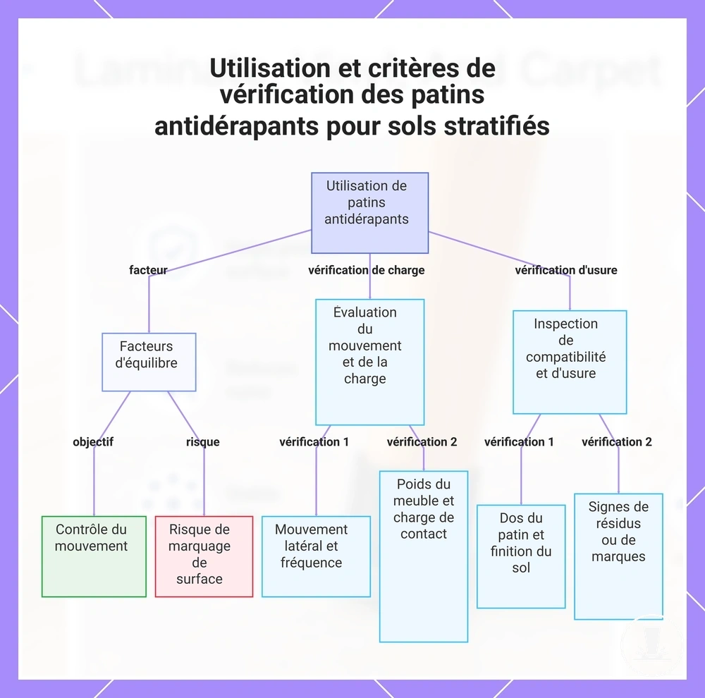 Utilisation et critères de vérification des patins antidérapants pour sols stratifiés