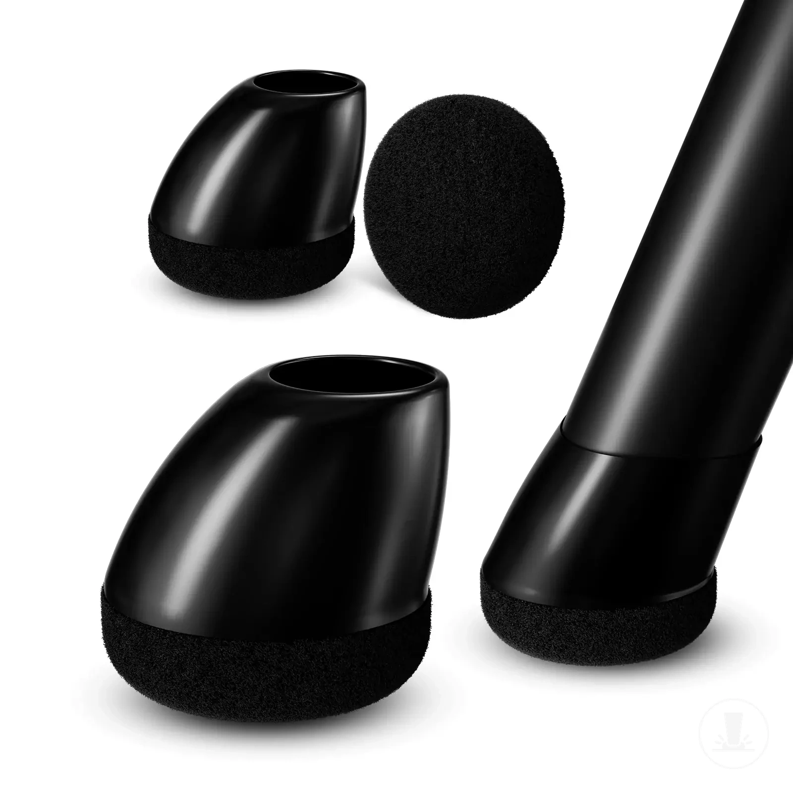 Ponteiras redondas de silicone para pés de cadeira inclinados.
