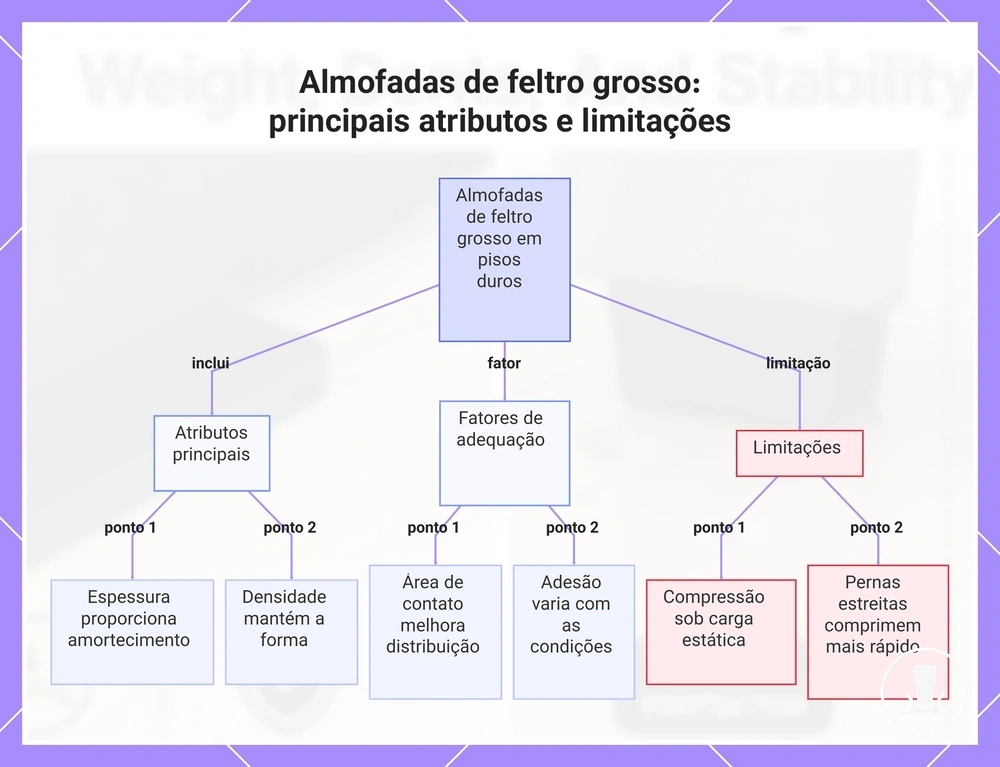 Almofadas de feltro grosso: principais atributos e limitações