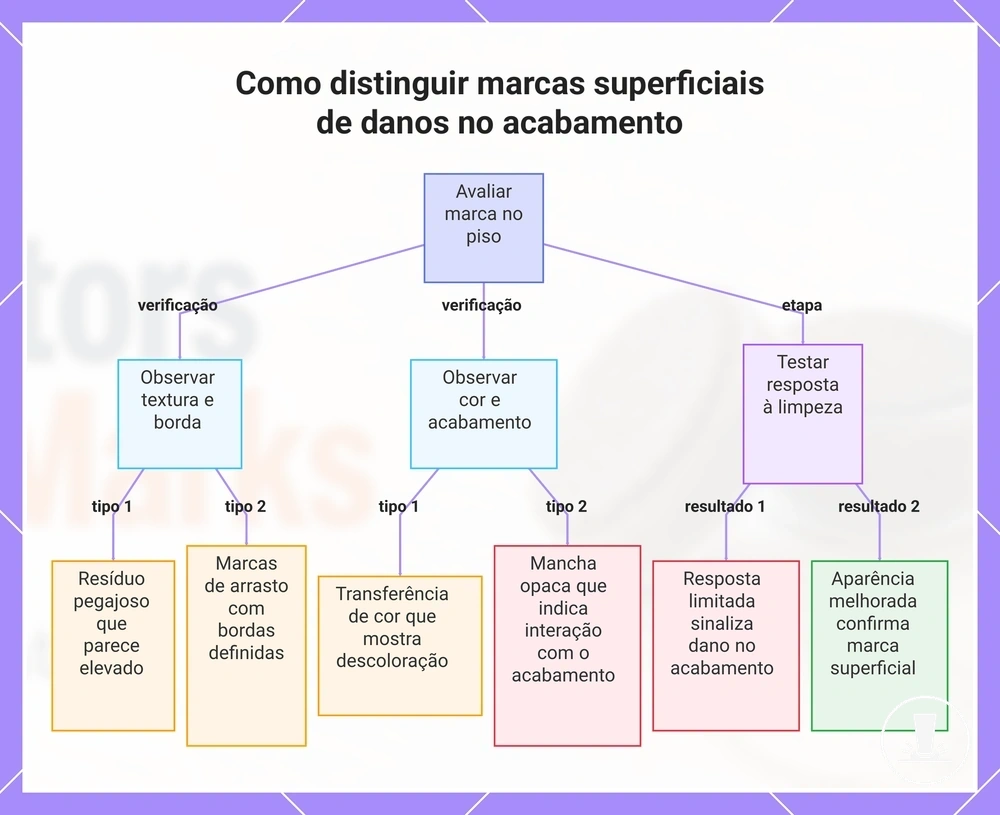Como distinguir marcas superficiais de danos no acabamento