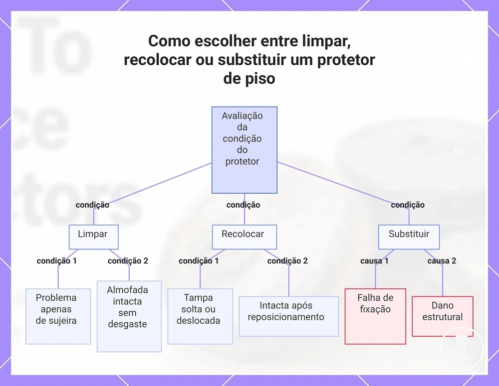 Como escolher entre limpar, recolocar ou substituir um protetor de piso