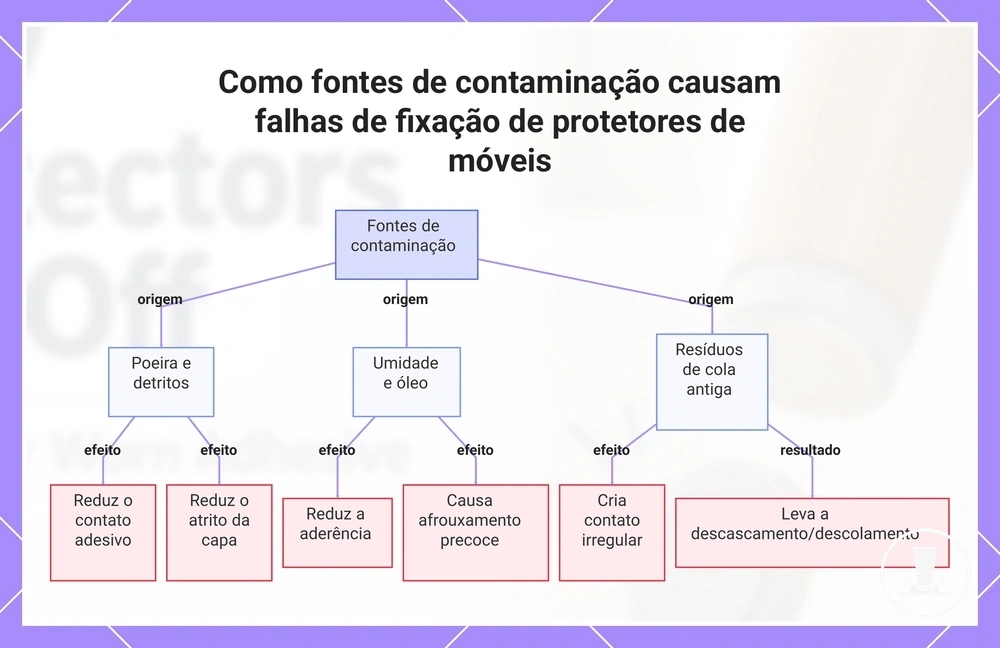 Como fontes de contaminação causam falhas de fixação de protetores de móveis