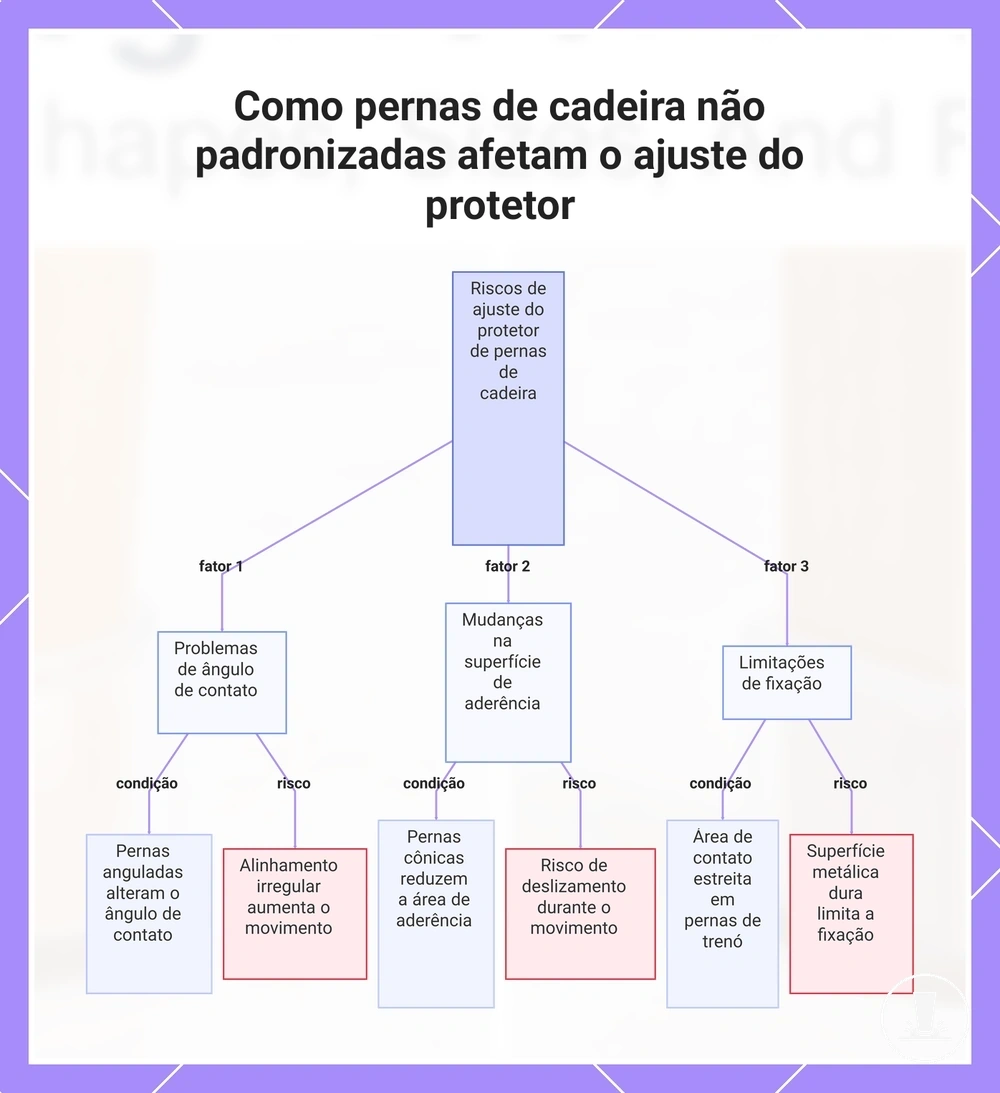 Como pernas de cadeira não padronizadas afetam o ajuste do protetor