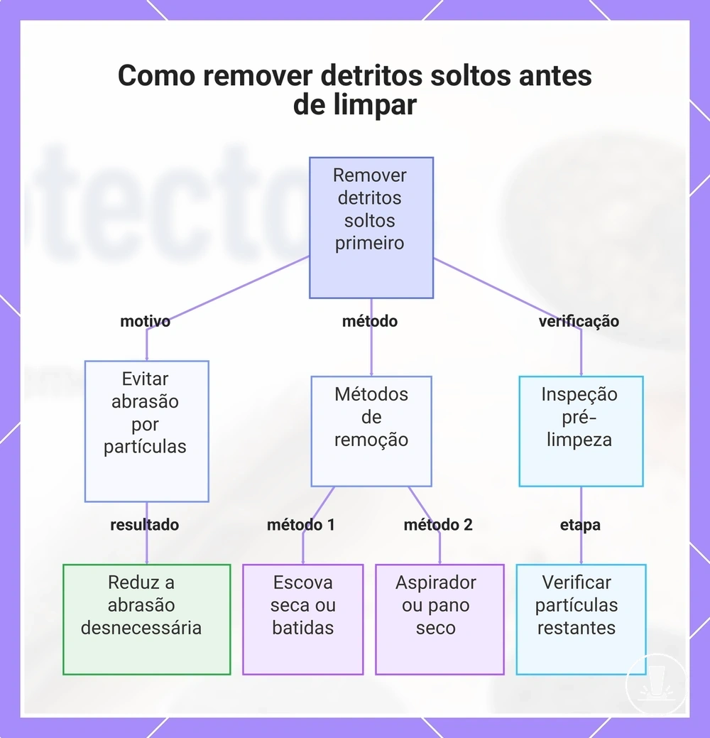 Como remover detritos soltos antes de limpar