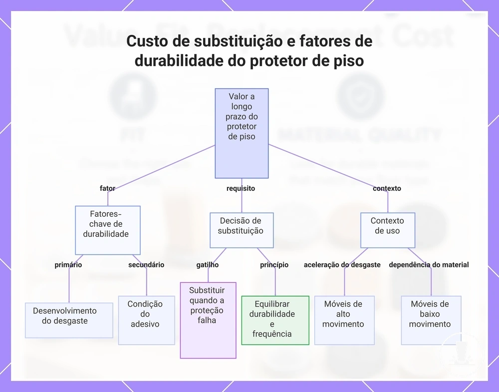 Custo de substituição e fatores de durabilidade do protetor de piso