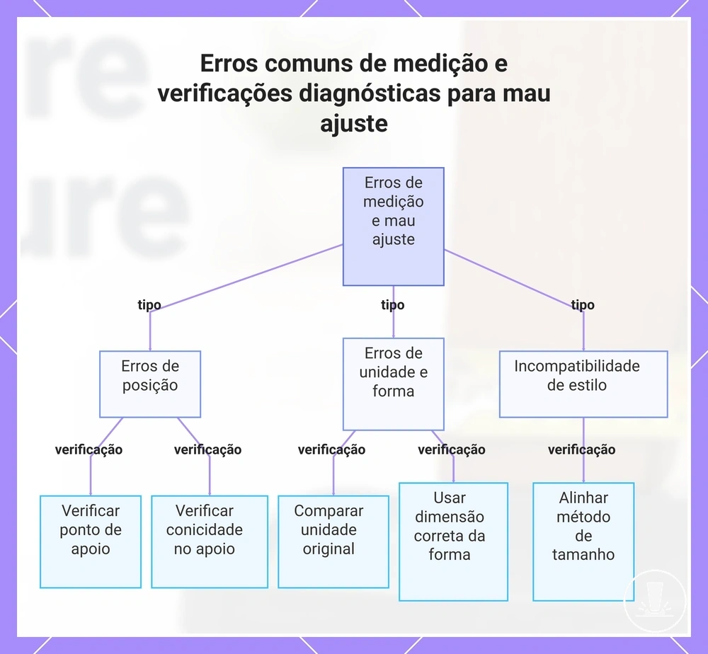 Erros comuns de medição e verificações diagnósticas para mau ajuste