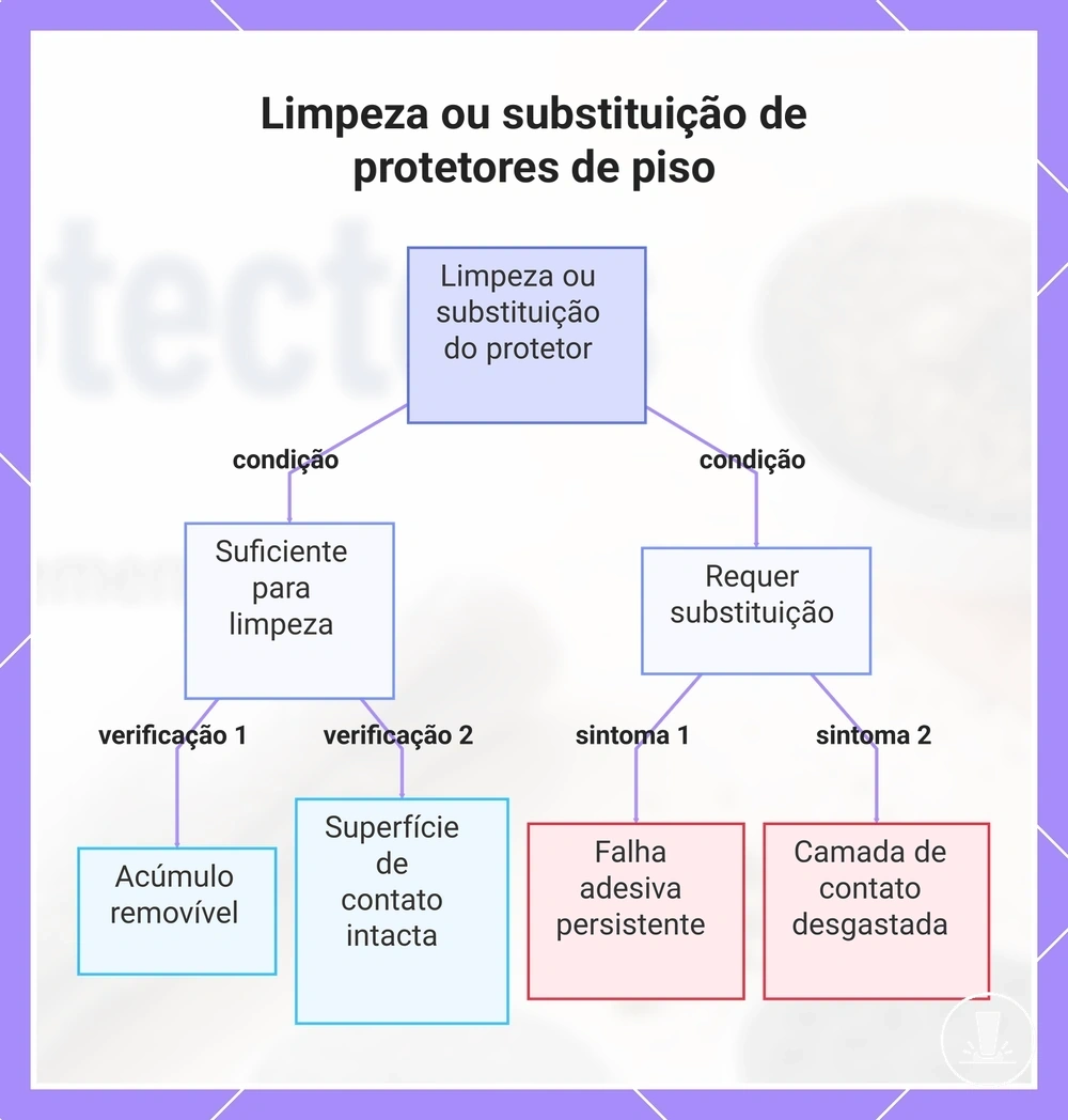 Limpeza ou substituição de protetores de piso