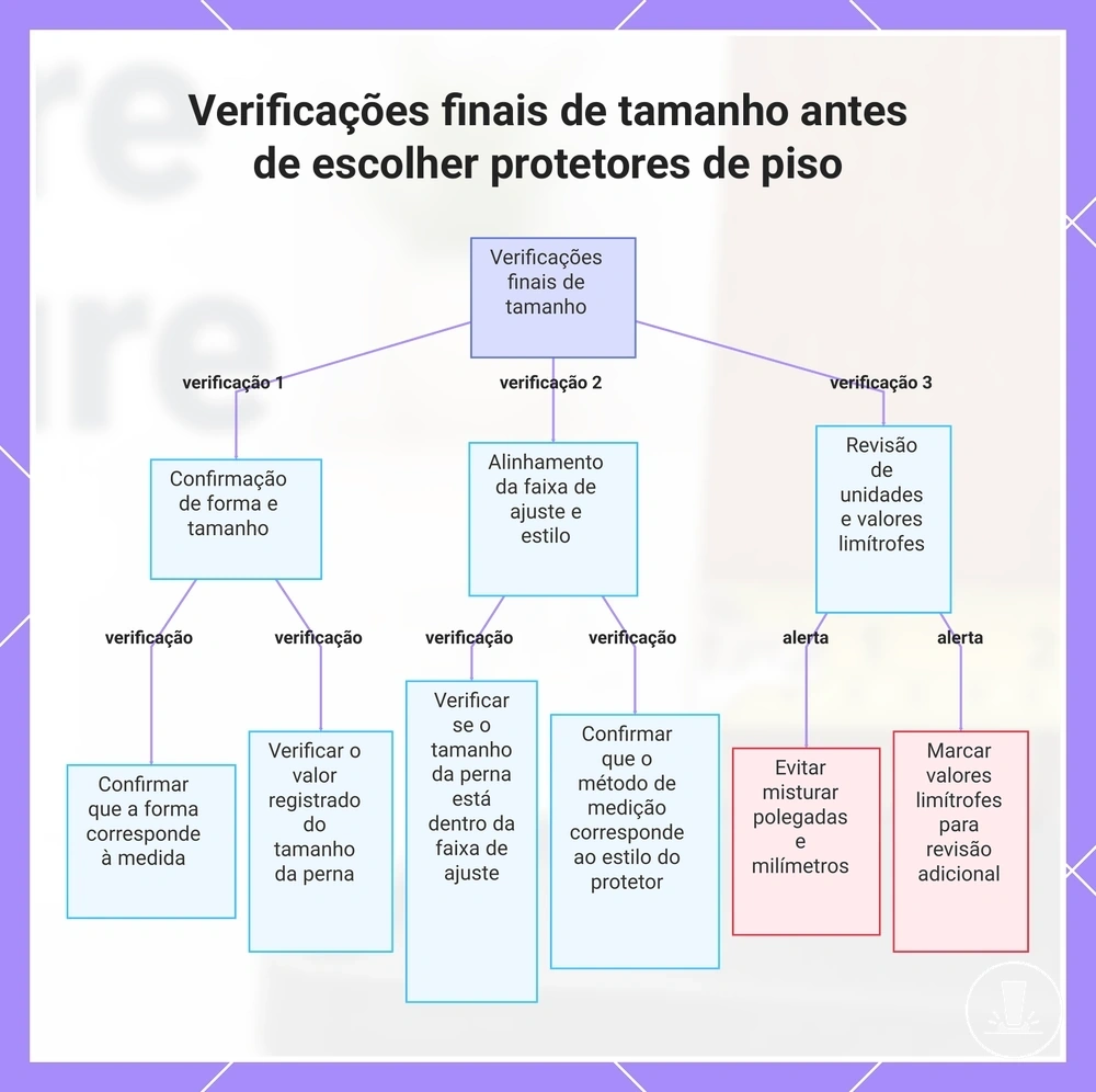 Verificações finais de tamanho antes de escolher protetores de piso