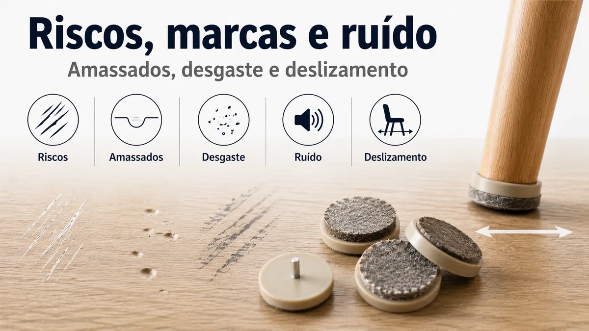 Protetores de piso para móveis usados para reduzir riscos, amassados, marcas, ruído e deslizamento.