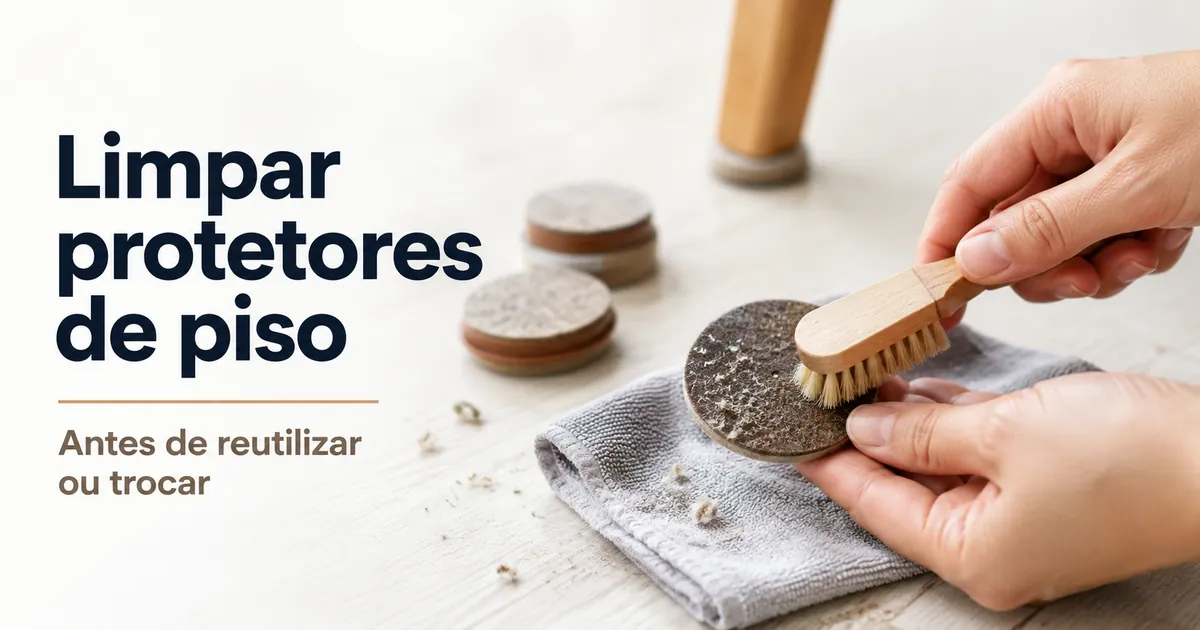 Limpeza de poeira e sujeira em protetores de piso para móveis antes de reutilizar ou trocar.