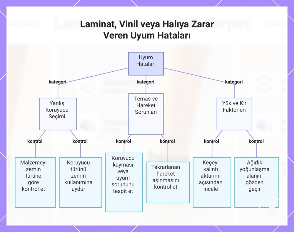 Laminat, Vinil veya Halıya Zarar Veren Uyum Hataları