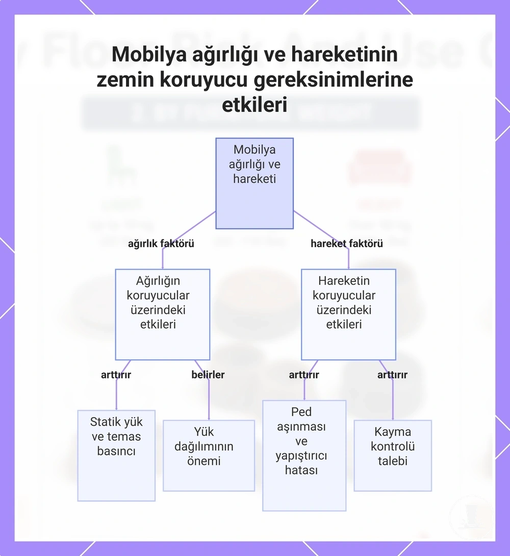 Mobilya ağırlığı ve hareketinin zemin koruyucu gereksinimlerine etkileri