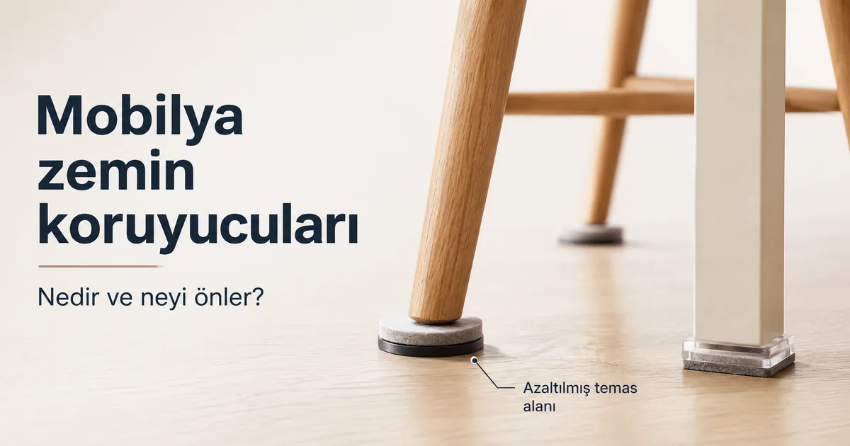 Zeminle teması azaltmak için sandalye ve masa ayaklarının altına yerleştirilen mobilya zemin koruyucuları.